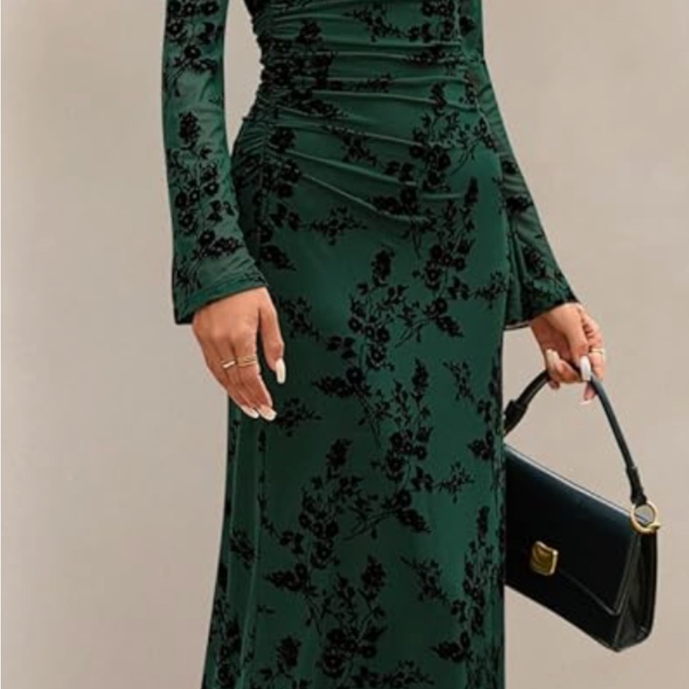Elegant Green Floral Dress